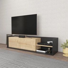 Móvel TV Krog – Cinza Antracite e Carvalho – 160 cm x 35 cm x 36,8 cm