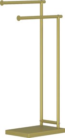 HOMCOM Toalheiro de Pé de 2 Níveis Toalheiro para Casa de Banho com 2 Barras e Estrutura Metálica Estilo Moderno em Forma de L 35,5x20x78 cm Dourado | Aosom Portugal