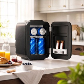 Mini-frigorífico portátil com função de refrigeração e aquecimento, 12 V/230 V, 4 L, 28 x 20,5 x 29,5 cm, preto
