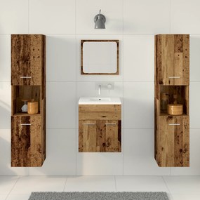 Conjunto de Móveis para Banheiro de 4 Peças - Madeira Velha de Madeira