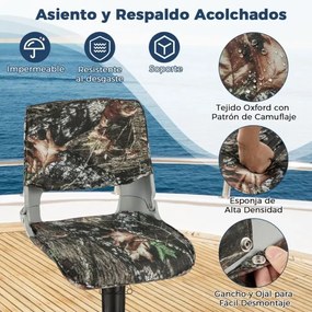 Banco de barco almofadado dobrável com costas baixas e almofadado 4 pinos Esponja espessa almofadada à prova de água Camuflado