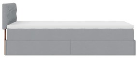 Cama otomana com colchão 100x200 cm tecido cinzento claro