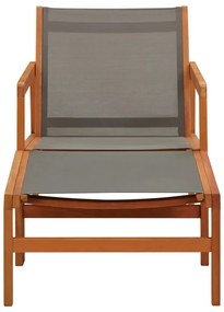 Cadeira de jardim c/ apoio pés eucalipto maciço/textilene cinza