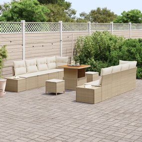 Conjunto de Sofá de Jardim vidaXL 11 Peças com Almofadas Bege em Ratta
