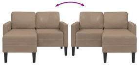 Sofá 2 lugares com Chaise em L 125 cm couro artificial