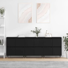 vidaXL Aparadores 3 pcs derivados de madeira preto