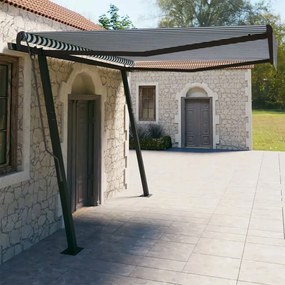 vidaXL Toldo retrátil automático com postes 4x3 m azul e branco