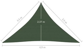 Para-sol estilo vela 160 g/m² 3,5x3,5x4,9 m PEAD verde-escuro