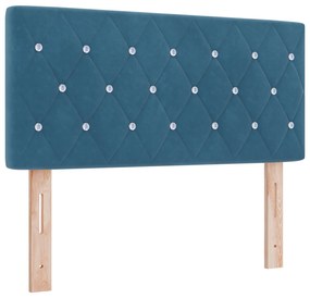 Cama Box Spring vidaXL com Colchão Azul Escuro Individual Veludo