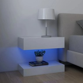 3079680 vidaXL Mesas de cabeceira c/ LEDs 2 pcs 60x35 cm deriv. madeira branco