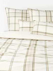 Capa de edredão em percal de algodão xadrez com rebordo Scarlet