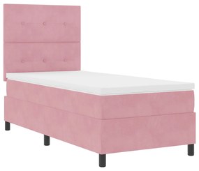 Cama Box Spring com Colchão Rosa 90x200 cm Veludo