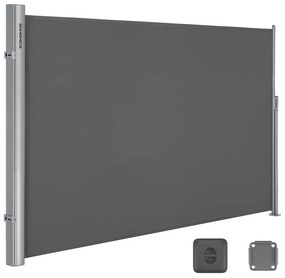 SONGMICS 2 x 3 m (A x C), toldo lateral para varanda, pátio, terraço e jardim, com montagem no piso, proteção de privacidade, proteção solar, persiana lateral, cinza GSA200G