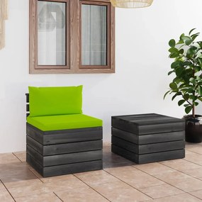 2 pcs conjunto lounge de paletes com almofadões pinho maciço
