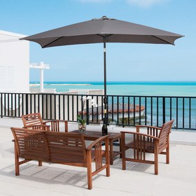 Outsunny Chapéu de Sol de Alumínio 200x300x240cm Chapéu de Sol Retangular de Jardim Inclinável com Manivela e Mastro Desmontável para Terraço Piscina Pátio Exterior Cinza