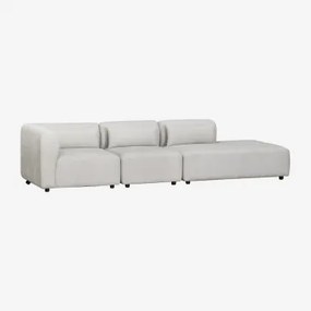 Sofá Modular De Canto Em 3 Peças Com Chaise Longue Direita Fogler Tecido Cinza Claro - Sklum