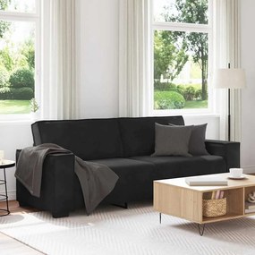 vidaXL Sofá de 3 lugares 180 cm veludo preto