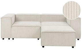 Sofá de canto modular 2 lugares e repousa-pés em bombazine branco-creme APRICA Beliani