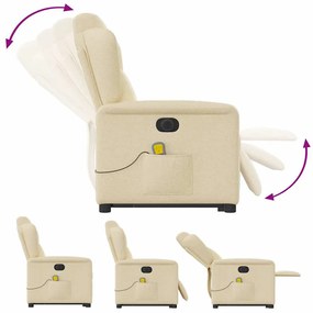 Poltrona elétrica elevatória massagens tecido creme