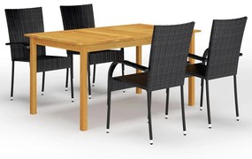 vidaXL 5 pcs conjunto de jantar para jardim preto
