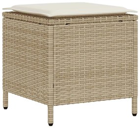 6 pcs conjunto de sofás p/ jardim com almofadões vime PE bege