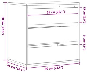 Cómoda 60x41x58 cm derivados de madeira cinzento cimento