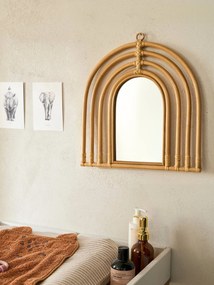 Agora -15%: Espelho em forma de arco-íris, em rattan