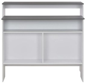 Mesa de bar com 2 tampos 130x40x120 cm branco e cinzento