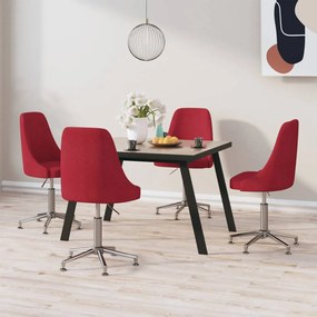 vidaXL Cadeiras de jantar giratórias 4 pcs tecido vermelho tinto