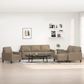 vidaXL 4 pcs conjunto de sofás com almofadões tecido cinza-acastanhado