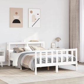 Cama sem colchão 150x200 cm madeira de pinho maciça branco