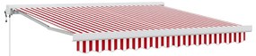 Toldo Retrátil Automático Listrado Vermelho e Branco 350x250 cm
