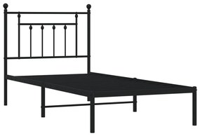 Estrutura de cama com cabeceira 80x200 cm metal preto