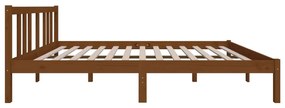 Estrutura de cama casal 135x190 cm madeira maciça castanho-mel