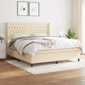 vidaXL Cama com molas/colchão 180x200 cm tecido cor creme