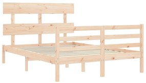 Estrutura de cama com cabeceira 140x200 cm madeira maciça