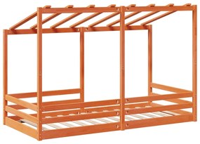 Cama infantil com telhado 90x200 cm pinho maciço castanho-mel