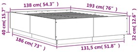 Estrutura de cama 135x190 cm derivados de madeira cinza cimento
