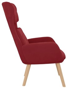 Cadeira de descanso veludo vermelho tinto
