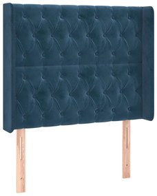 Cama box spring c/ colchão/LED 100x200 cm veludo azul-escuro