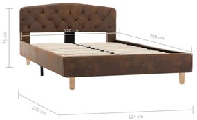 Estrutura de cama 120x200 cm camurça artificial castanho