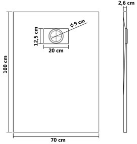 Base de chuveiro SMC 100x70 cm castanho