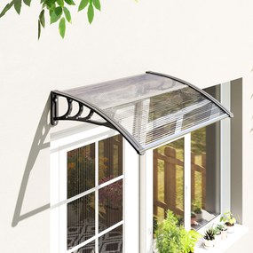 Marquise de Proteção 75x100 cm para Portas e Janelas contra Sol e Chuva com Suporte de Liga de Alumínio Transparente e Preto