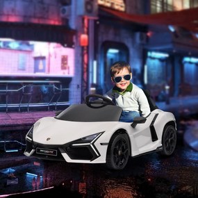 Carro Elétrico para Crianças Carro Lamborghini Revuelto com Bateria 12V  Faróis LED e Música 105x60x40 cm Branco
