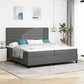 vidaXL Cama Box com Colchão Cinza Escuro 200x200 cm Tecido