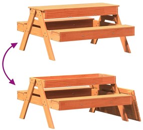 Mesa piquenique c/ caixa areia infan. pinho maciço castanho-mel