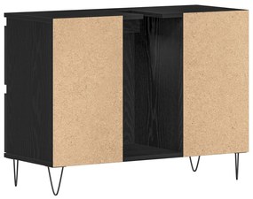Gabinete de Pia de Banheiro vidaXL Carvalho Preto 80x33x60 cm Madeira