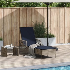 Espreguiçadeira Cinza Rattan PE 157 x 55 x 92 cm Dobrável