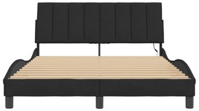 Estrutura de cama c/ luzes LED 140x200 cm veludo preto