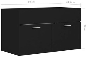 Armário de lavatório 80x38,5x46 cm contraplacado preto